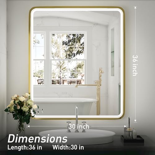 Black Metal Frame LED Bathroom Mirror N89881