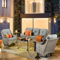 6 Piece Outdoor Wicker Patio Furniture Set with Fire Pit Table (Red) T35248