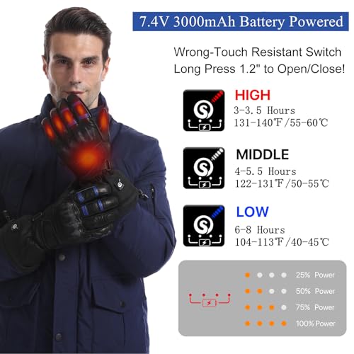 Professional Heated Motorcycle Gloves with 12V Charging Cord Z668
