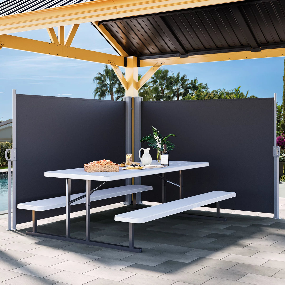 Gray Retractable Side Awning 118''X 78'' Privacy Screen W285