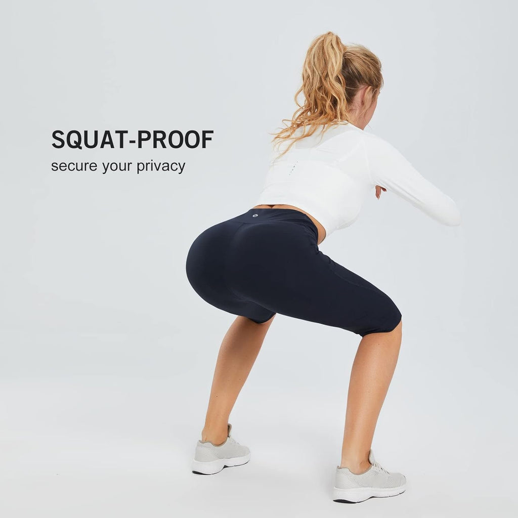 Women's Capris with Pockets Knee Length High Waisted Stretch Yoga Leggings Y509244