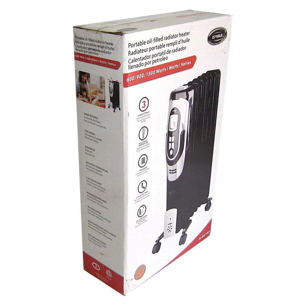3-Setting 1,500-Max 7-Fin Portable Oil-Filled Radiator Heater with Digital Display F287617