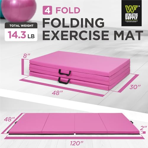 10' x 4' 4-Fold Folding Exercise Mat with Carrying Handles & Velcro Design Q601