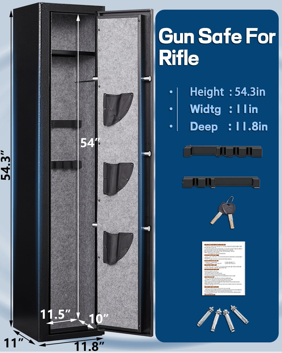 5-6 Gun Safe with Removable Shelfs and 3 Pistol Pocket S20134