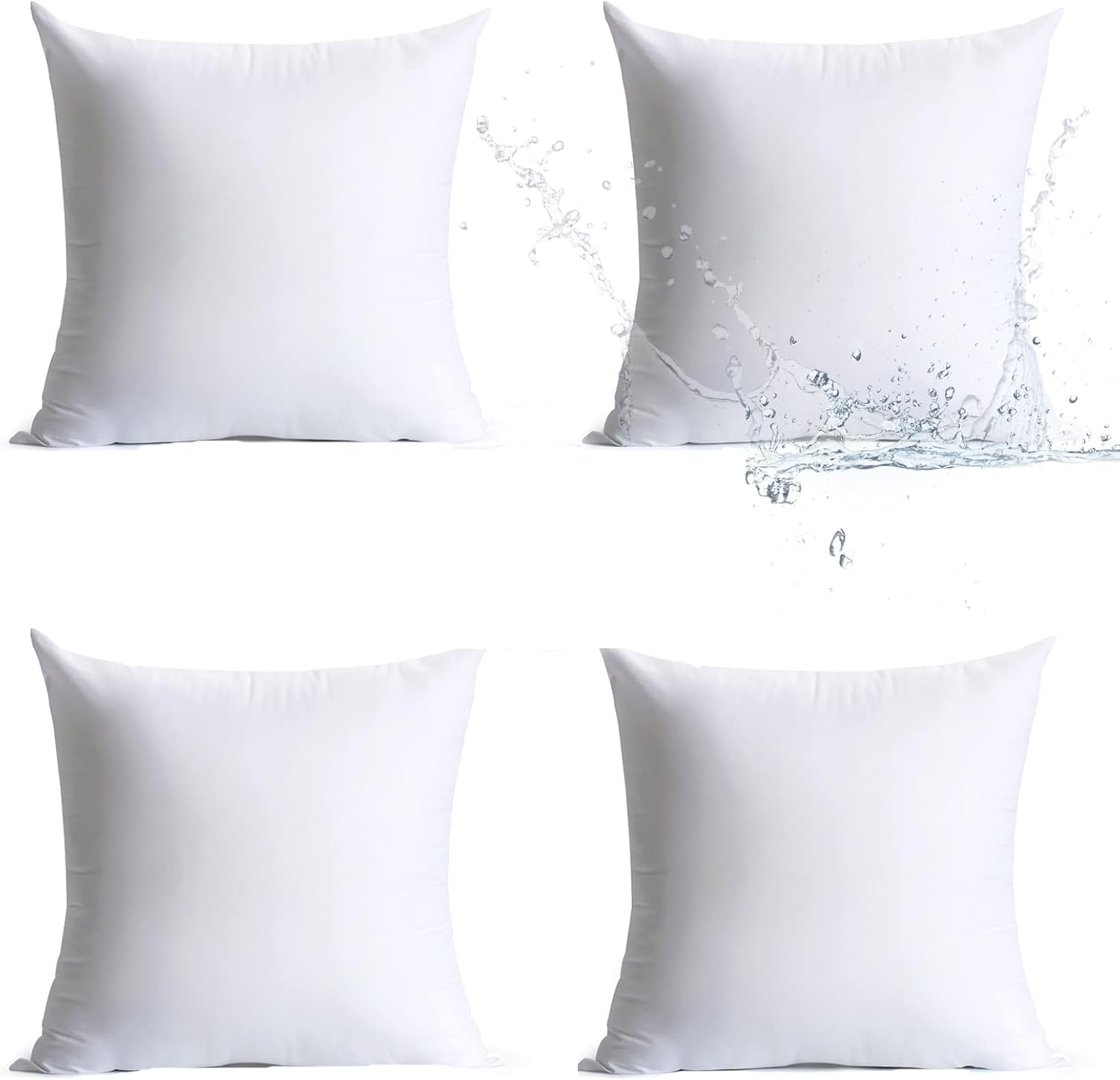 Pack of 4 Water Resistant Hypoallergenic Square Pillow Inserts U8048