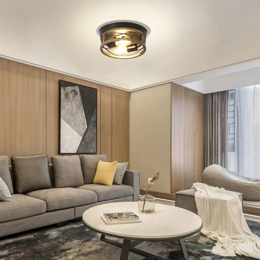 Bronze Round Metal Flush Mount Ceiling Light Fixture A60044