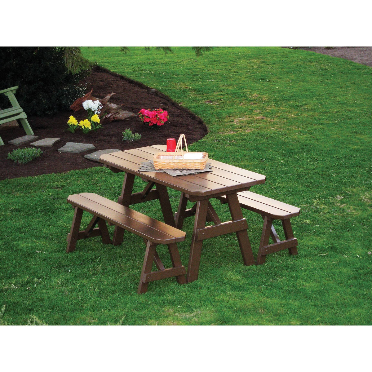 Pine Picnic Table with 2 Benches V18964
