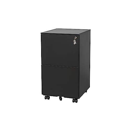 White 2-Drawer Rolling Metal File Cabinet with Lock Z247