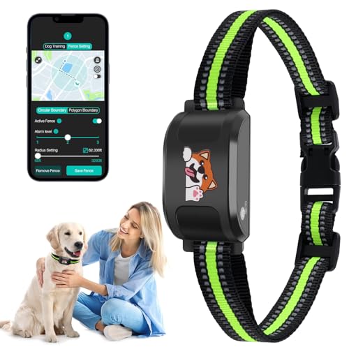 GPS Wireless Dog Fence & Training Collar, Outdoor Waterproof Rechargeable Collar (White) I403