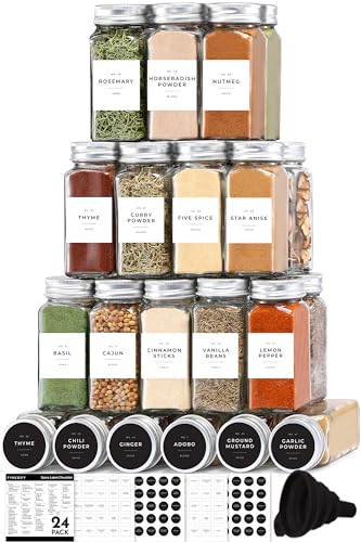 4 oz Clear Empty Spice Jars with Labels and Shaker Lids S2623