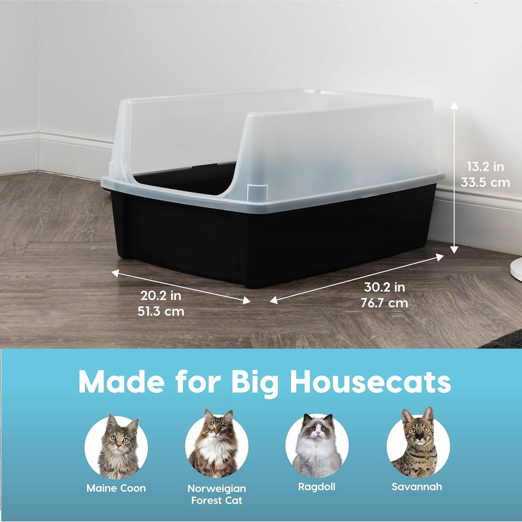 Black Open Top High Sided Cat Litter Box Y97622