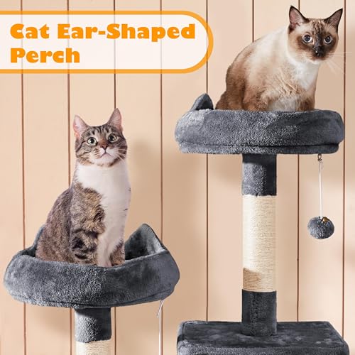 Dark Gray Cat Tree with Platform, Hammock, Scratching Posts L941351