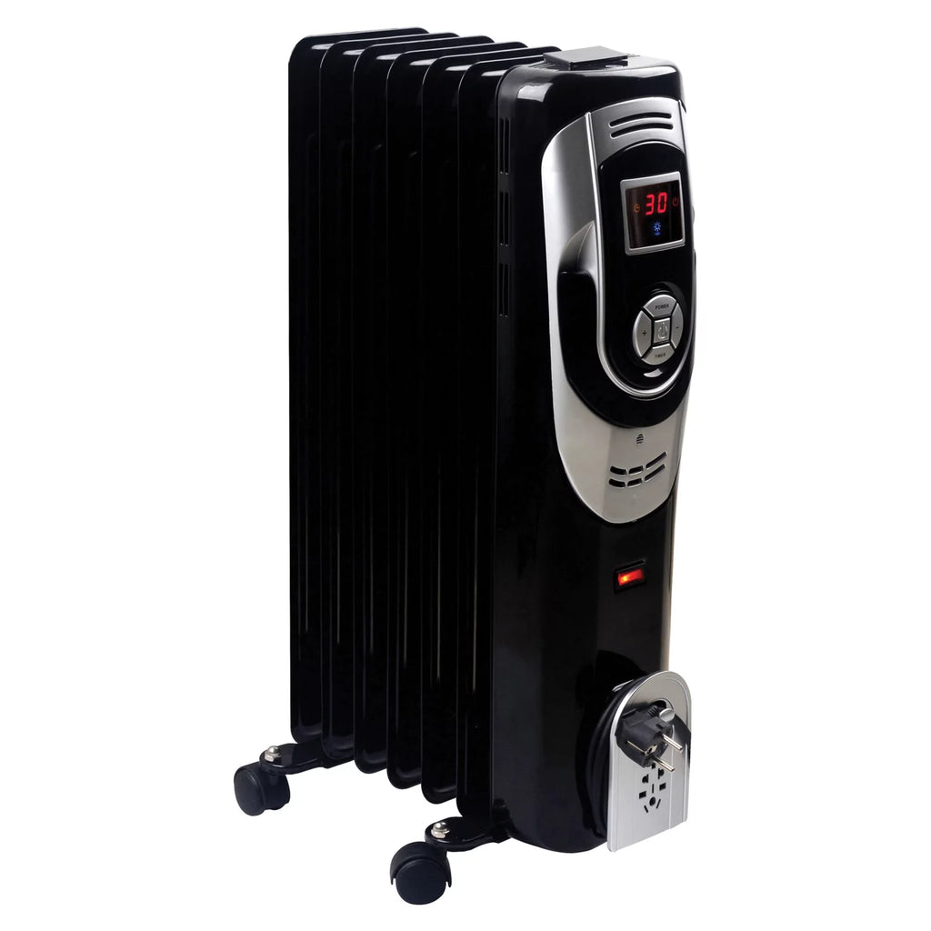 3-Setting 1,500-Max 7-Fin Portable Oil-Filled Radiator Heater with Digital Display F287617