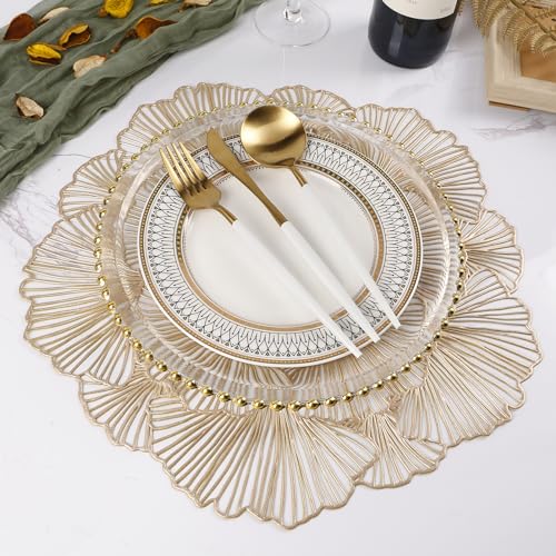 Set of 6 Gold Heat Resistant Vinyl Placemats A74710