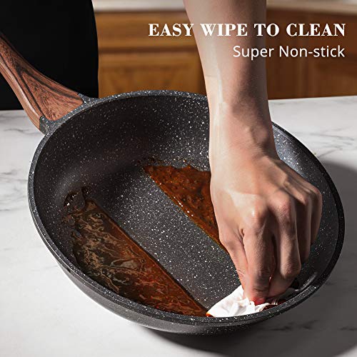Nonstick Frying Pan Skillets, Swiss Granite Coating, PFOA Free (9.5+11+12.5 Inch) Y16680