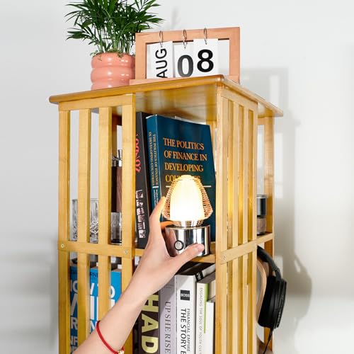 Walnut 6 Tier Bamboo Rotating Bookshelf E80129