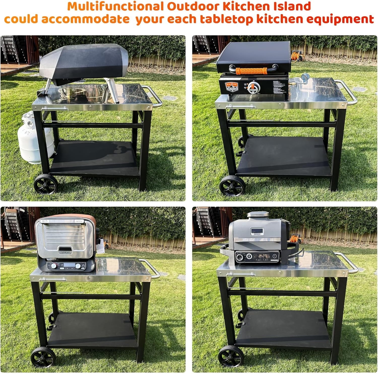 Outdoor Grill Cart Table with Wheels W662