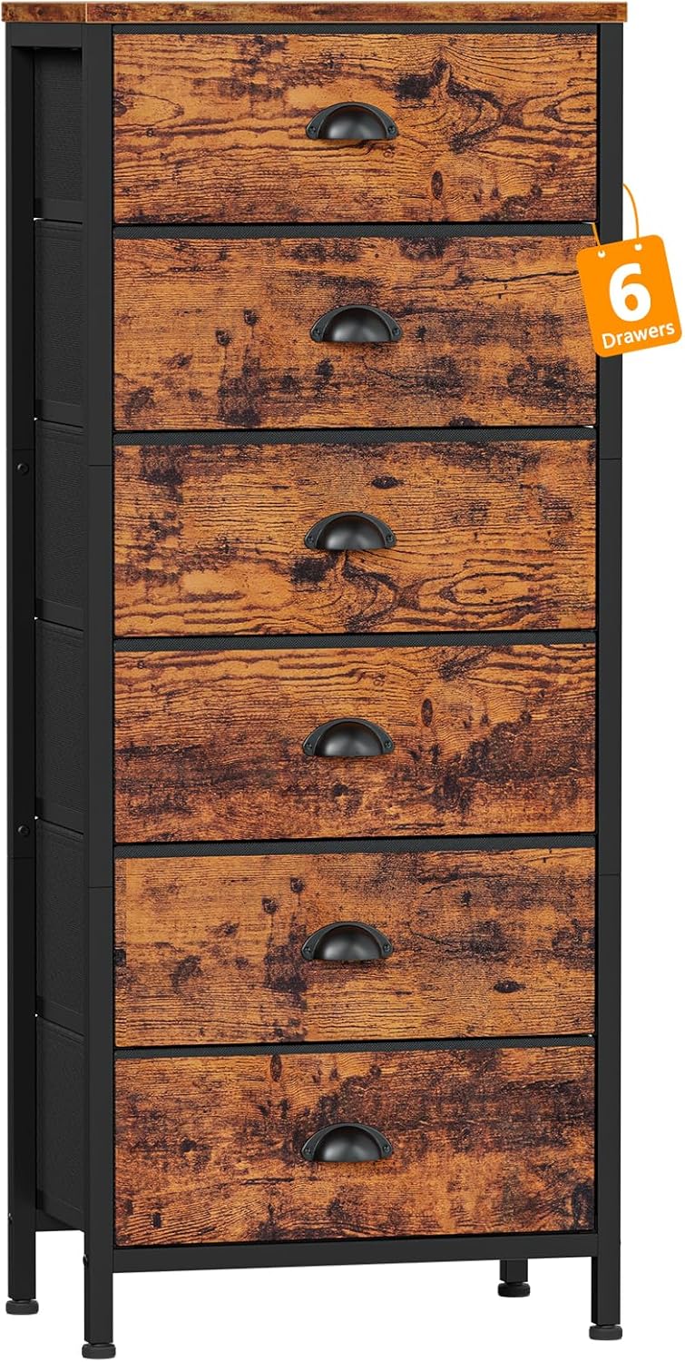 Vertical End Table and Nightstand with 9 Large Drawers, Metal Frame C7487