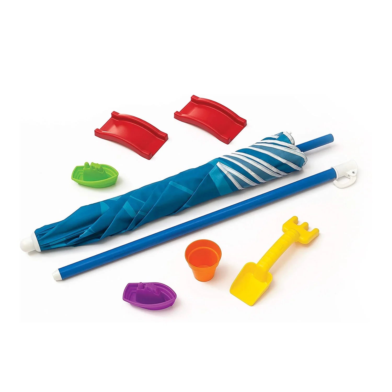 Blue Plastic Sandbox and Water Table with Cover and Umbrella T79382