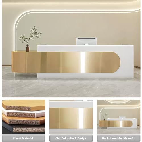 Reception Desk with LED Lights & Glass Top and Lockable Drawer (64IN) D2775