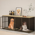 71.6'' Metal Steel Frame Double Dog Kennel with 2 Rooms and Removable Divider Black E814