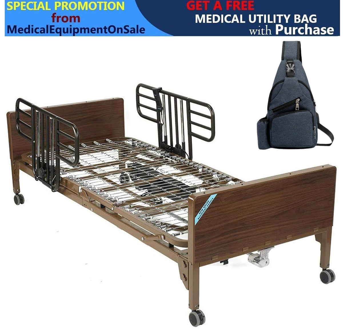Semi Electric Hospital Bed with Half Rails T940786