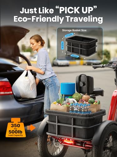 Electric Trike with 750W Motor, 48V 18AH Battery, 20" Fat Tire, Large Basket Q46738