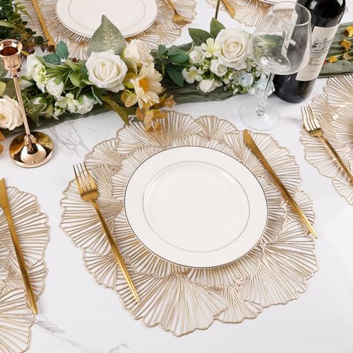 Set of 6 Gold Heat Resistant Vinyl Placemats A74710
