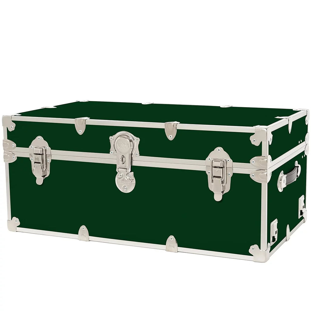 Large Leather Embossed Vinyl Trunk 32"x18"x14" Forest Green S771384