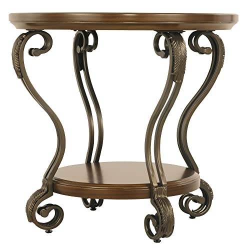 Dark Brown Oval Coffee Table with Glass Top and Shelf M955501