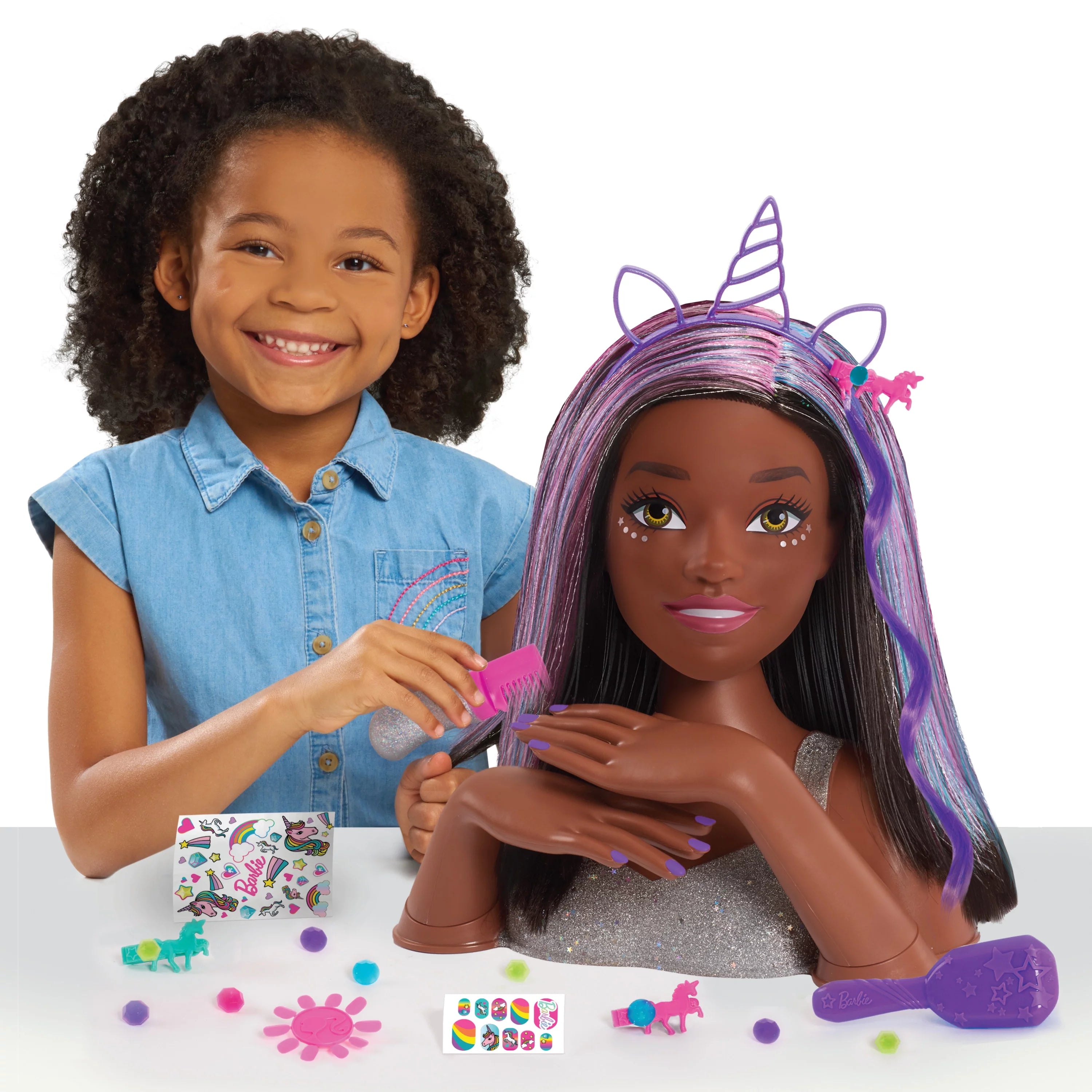 20-Piece Styling Head, Black Hair, Kids Toys V71460