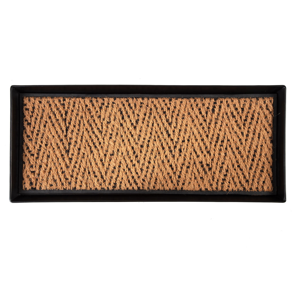 Black Metal Boot Tray with Coir Insert O442080