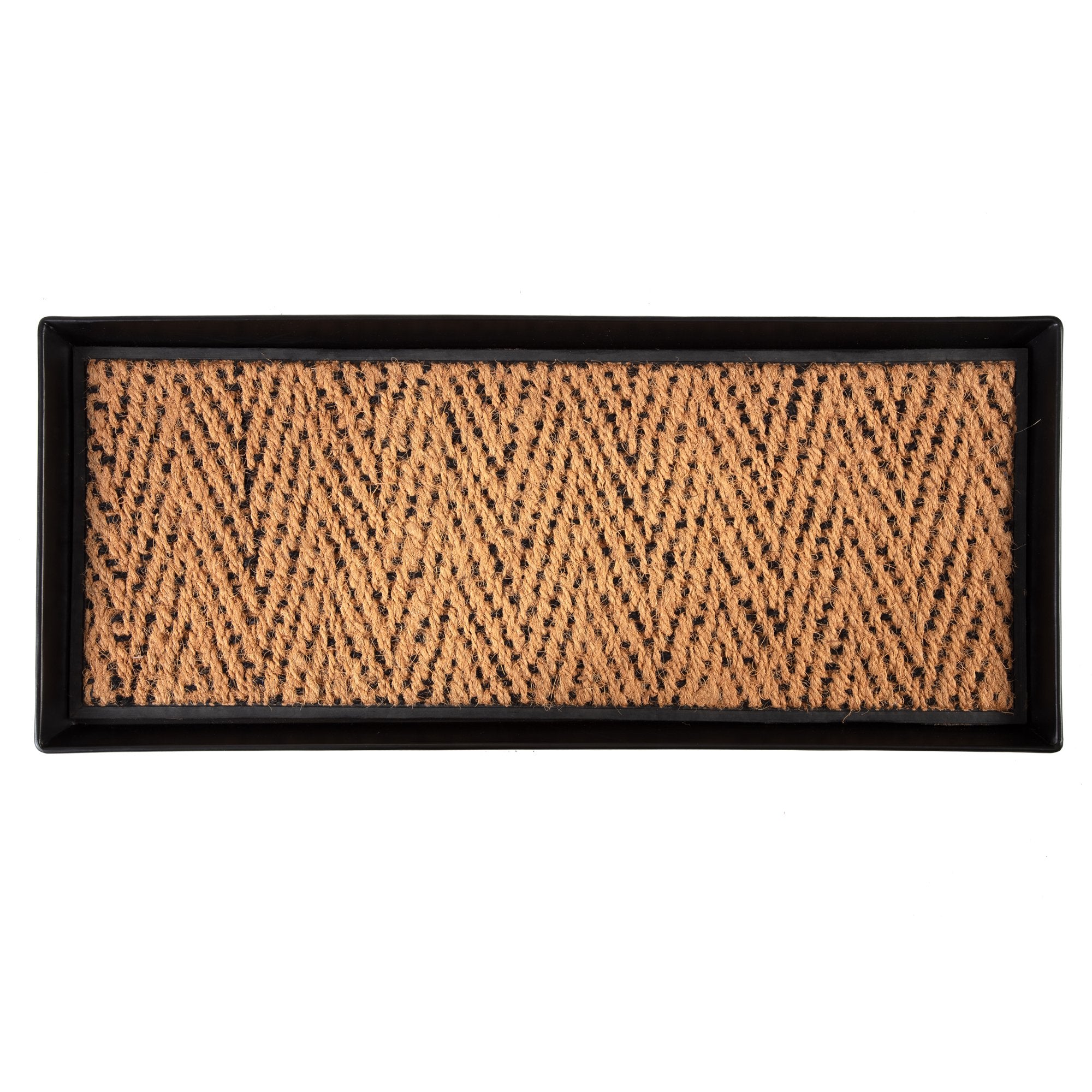 Black Metal Boot Tray with Coir Insert O442080