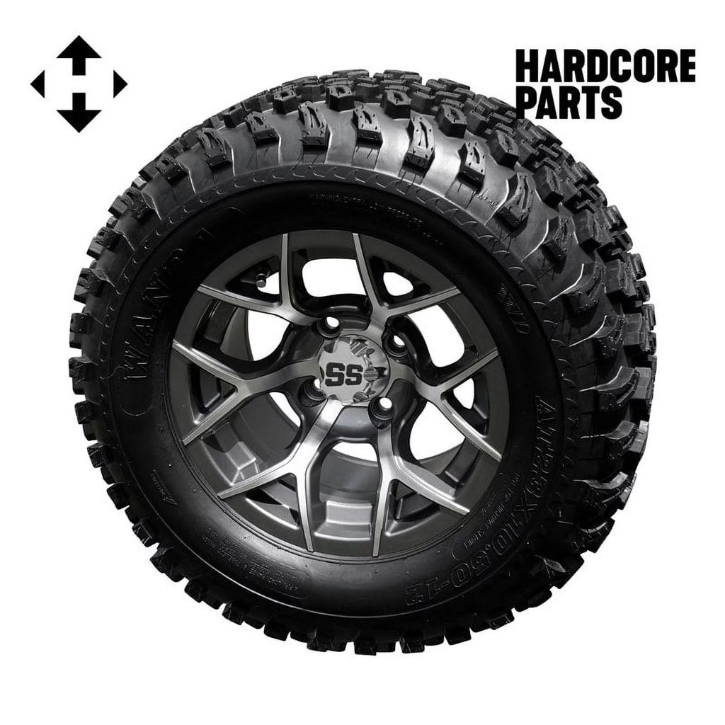 6” Heavy Duty Double A-Arm Suspension Lift Kit for Club Car DS Golf Cart with 12" Machined/Gunmetal Wheels and 23"x10.5"-12" All-Terrain Tires Y92338