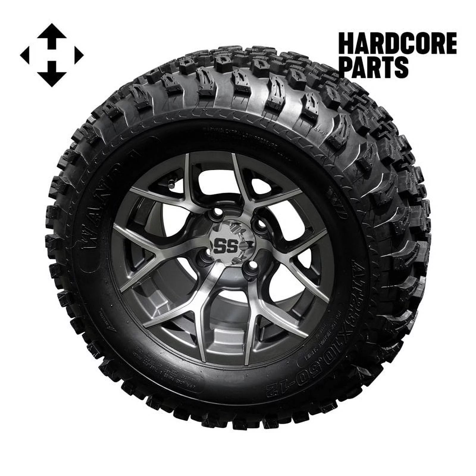 6” Heavy Duty Double A-Arm Suspension Lift Kit for Club Car DS Golf Cart with 12" Machined/Gunmetal Wheels and 23"x10.5"-12" All-Terrain Tires Y92338