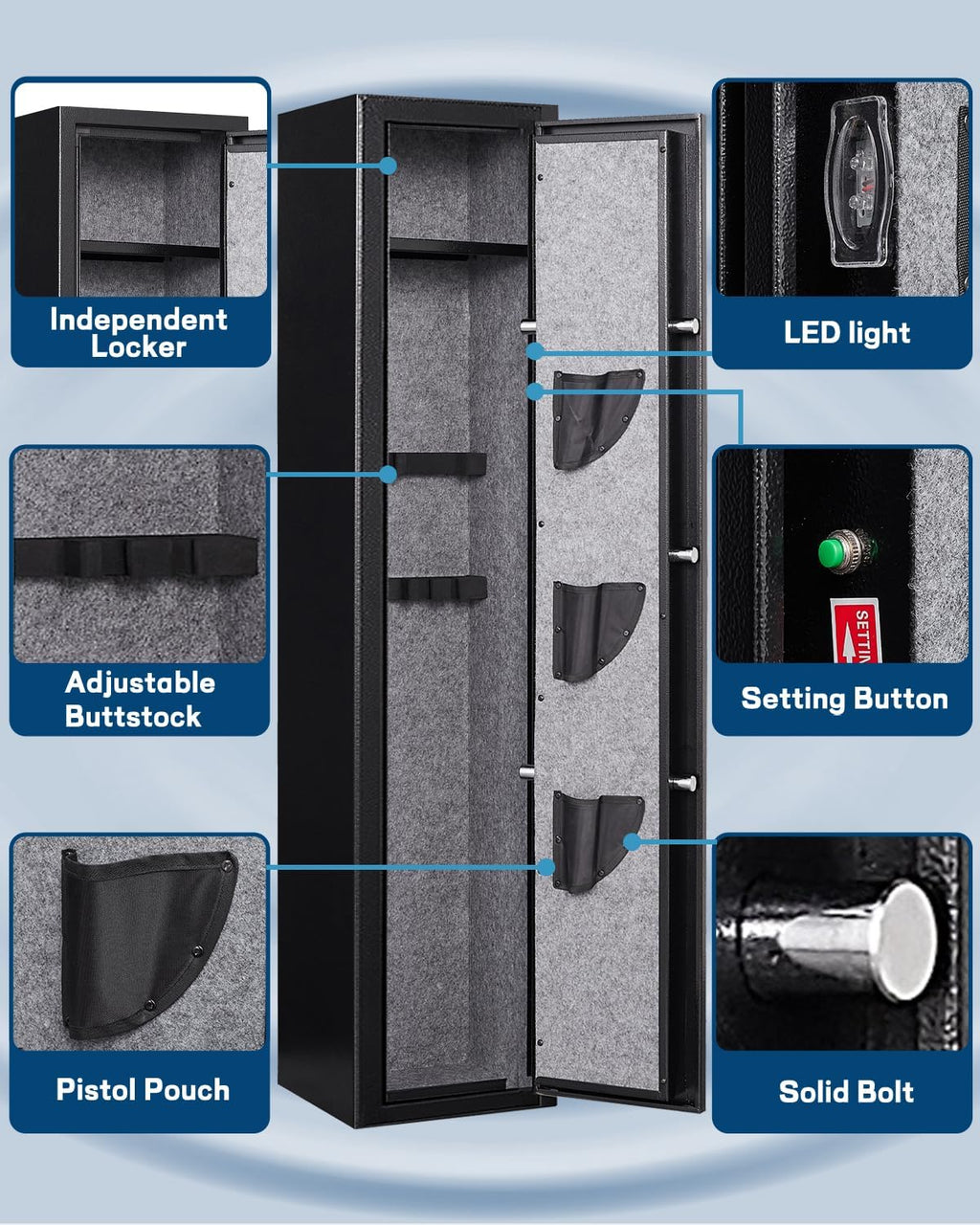 5-6 Gun Safe with Removable Shelfs and 3 Pistol Pocket S20134