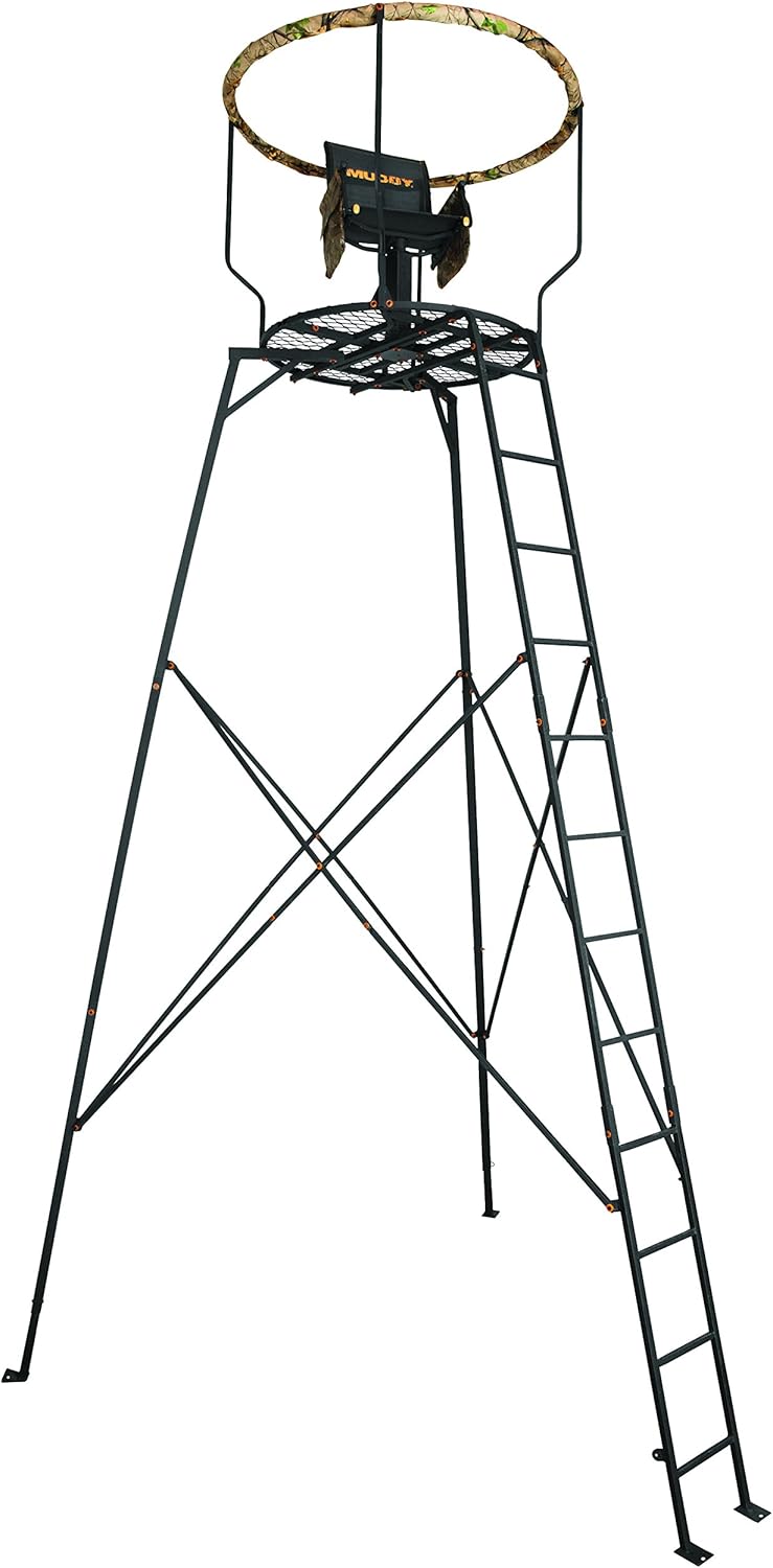 16 Foot Single Seater Foldable Outdoor Hunting Tripod Stand with 2 Detachable Gear Bags E74638