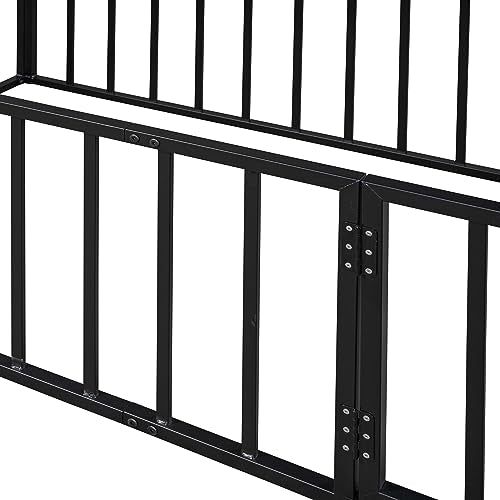 Full Montessori Floor Bed with Door (Black) S99835