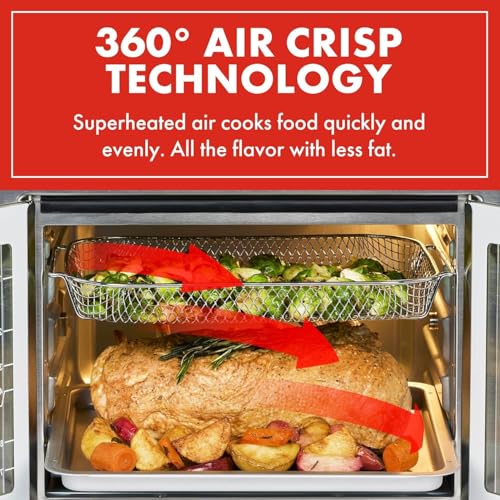 Extra Large French Door Air Fryer Toaster Oven Combo, Stainless Steel, 26QT Capacity O7322