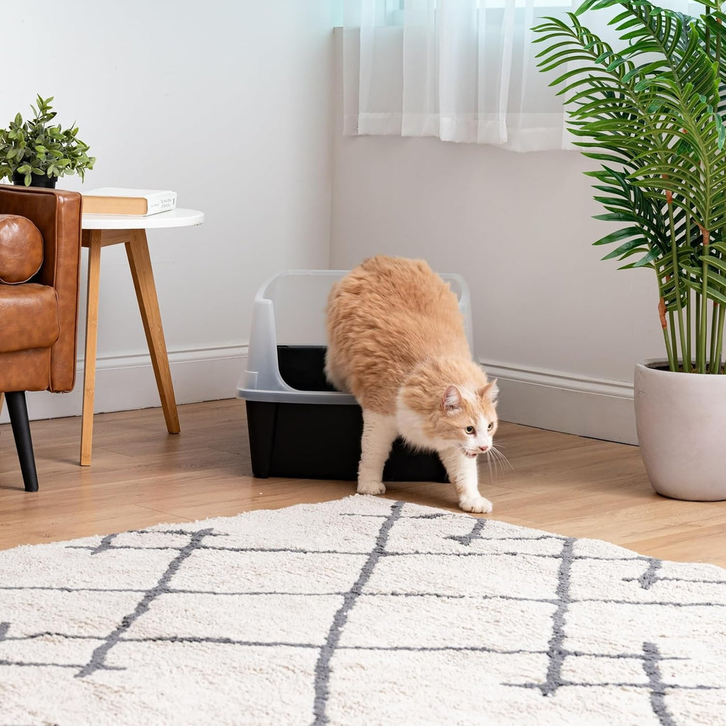 Black Open Top High Sided Cat Litter Box Y97622