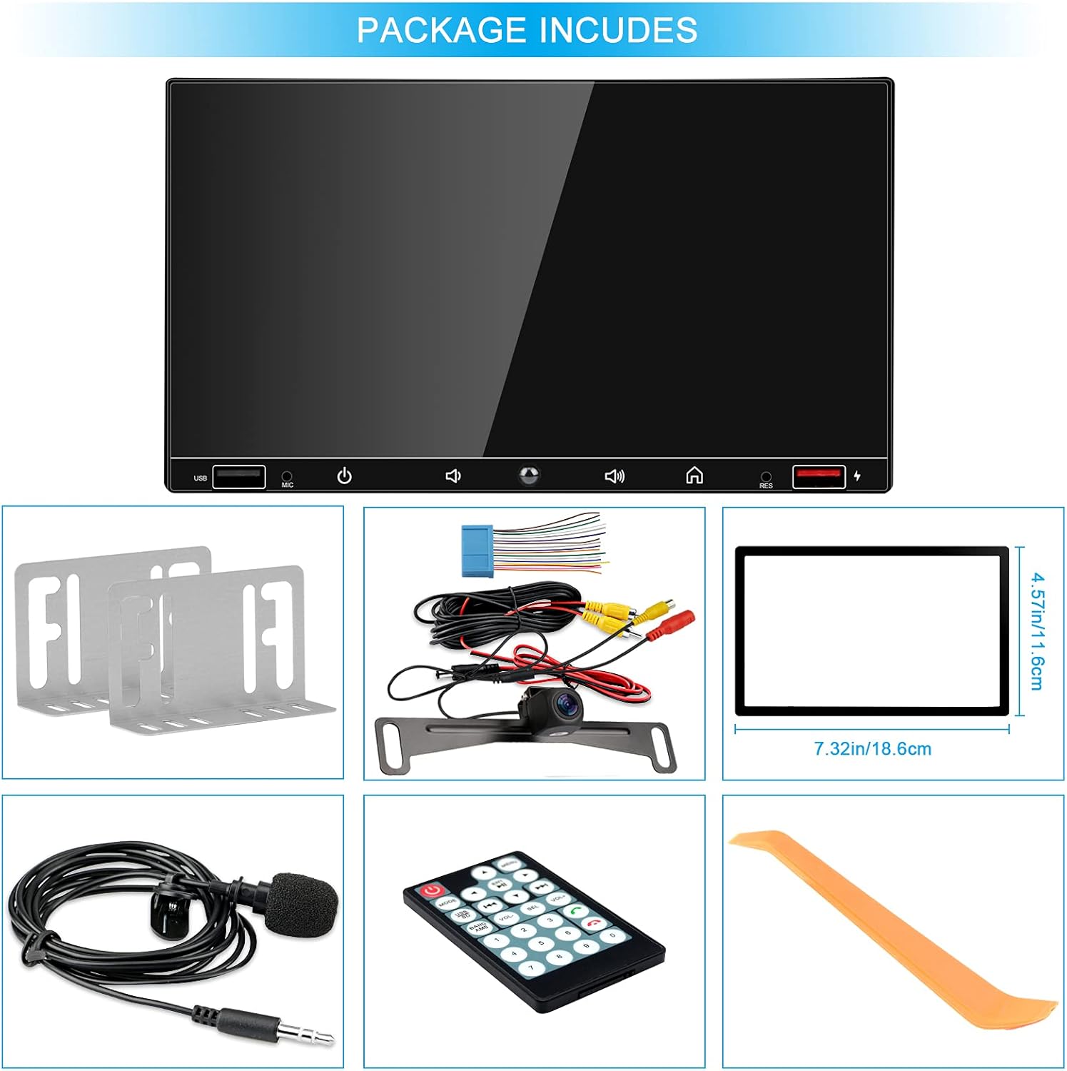 7 Inch Double Din Car Stereo with Touchscreen Bluetooth I30809