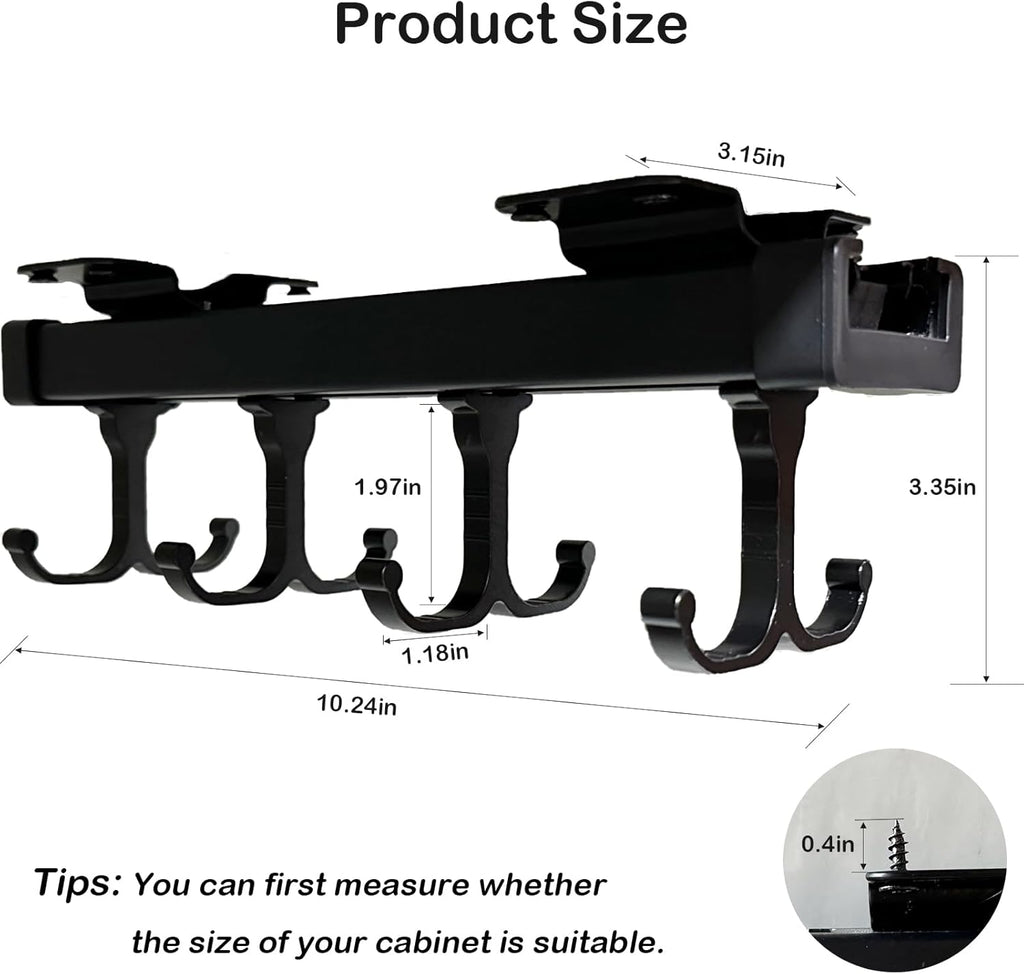 Black Pull Out Mug Holder with 8 Hooks I95600