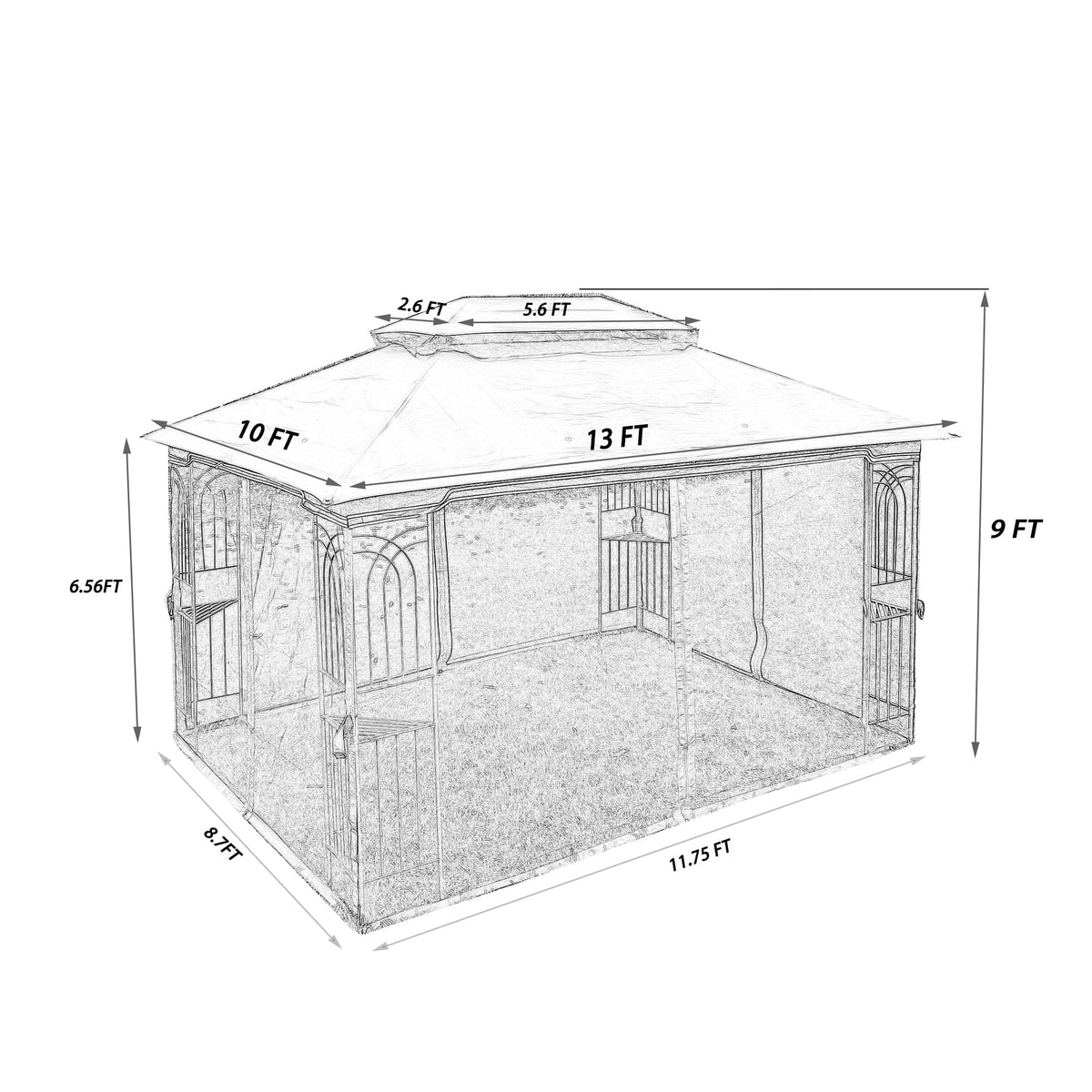 Brown Outdoor Patio Gazebo Canopy Tent With Mosquito Net A7889