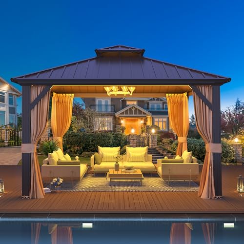 10' x 12' Hardtop Gazebo with Aluminum Frame and Galvanized Steel Double Roof T27636