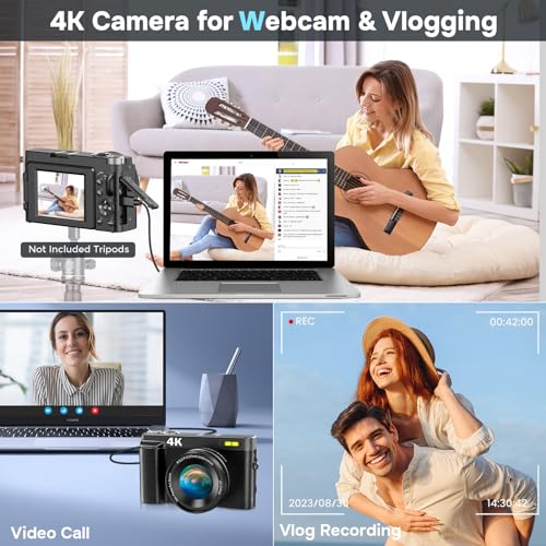 48MP Digital Camera with 16X Digital Zoom, 3" Flip Screen, 2 Batteries L645