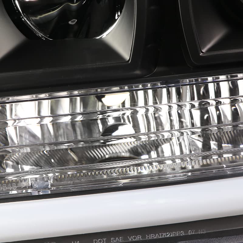 LED Light Bar Chrome Housing Projector Headlights for GMC Sierra 1500 2500HD 3500HD Left Right Pair Headlamps Assembly R4309