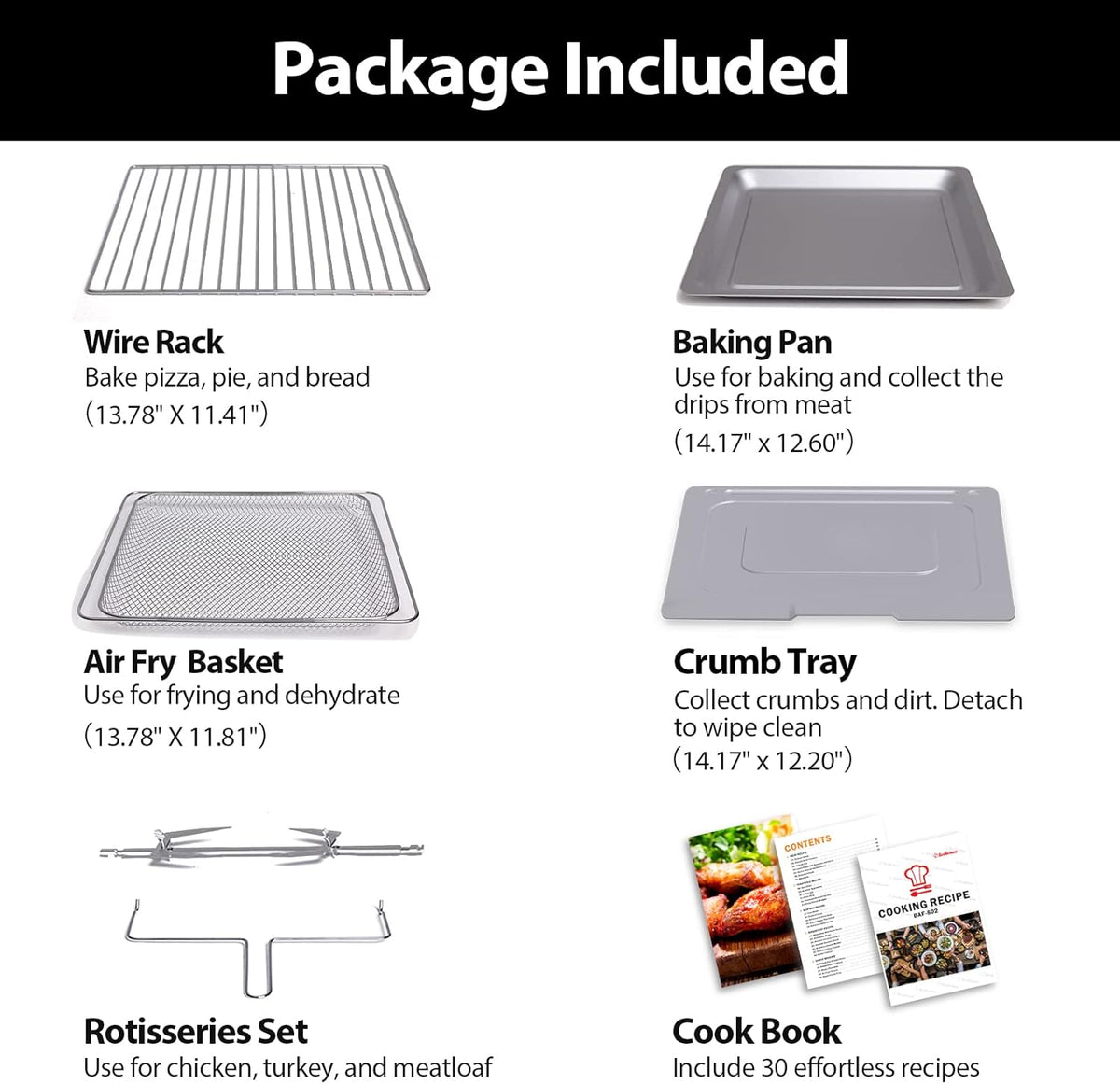 32QT Extra Large Digital Convection Oven Air Fryer Combo with Rotisserie and Dehydrator, Black T466810