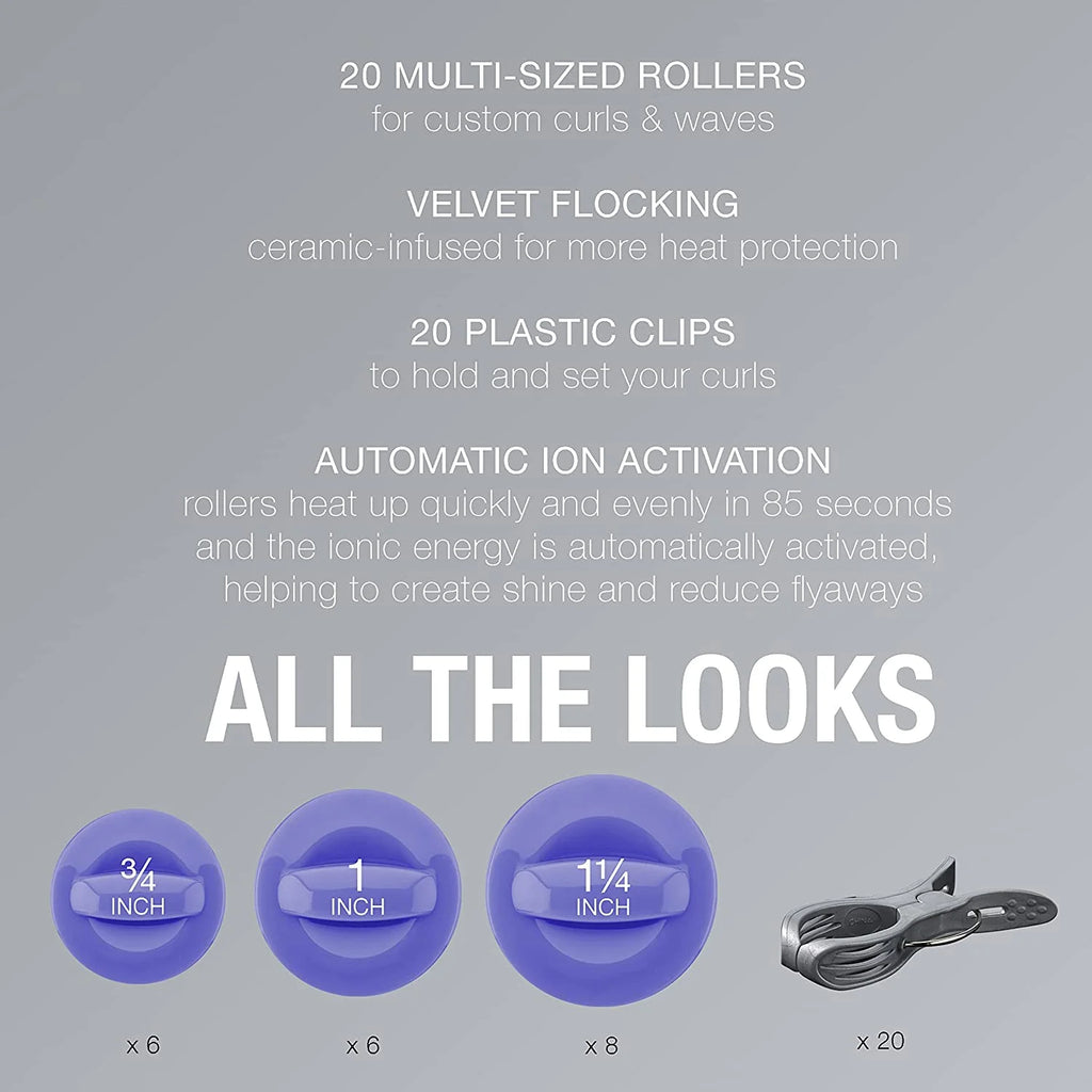 Ceramic Flocked Hot Roller Set with 20 Hair Rollers K151