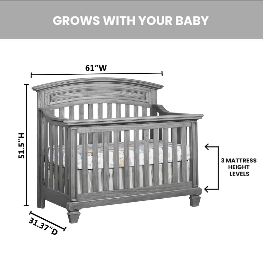 Brushed Gray 4 in 1 Convertible Crib O40510