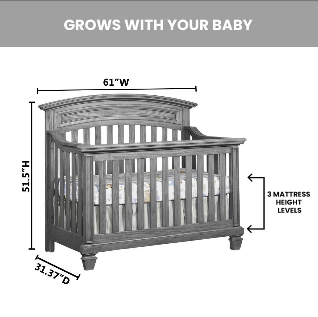 Brushed Gray 4 in 1 Convertible Crib O40510